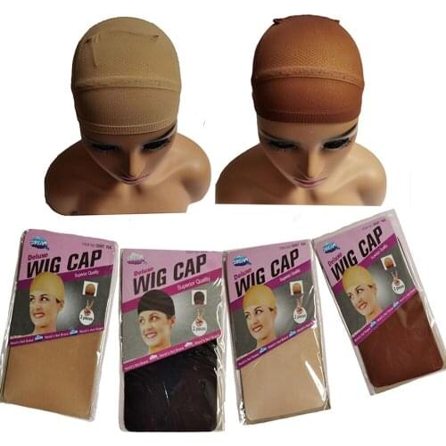 WHIMSICAL W 2Pcs High Quality Wig Cap Brown Stocking Cap Cosplay Elastic Liner Mesh Hair For Making Wigs