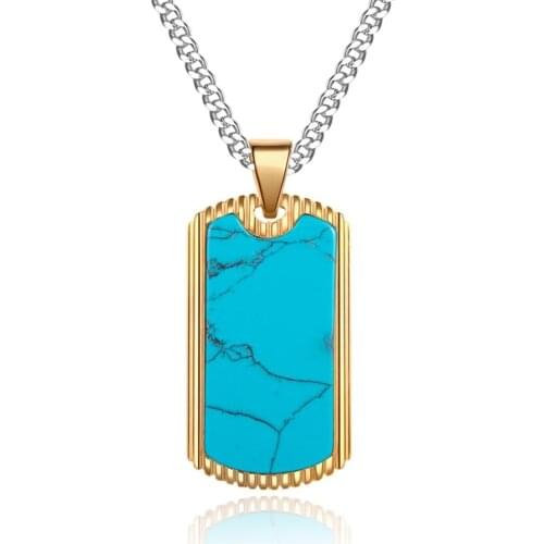 Simple stainless steel mens dog tag pendant necklace