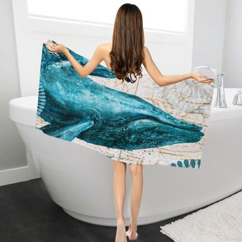 Rectangle Swimming Bath Towel Whale Turtle Octopus Pattern Printed Microfiber Shower Swimwear Blanket Beach Towel YJ0003