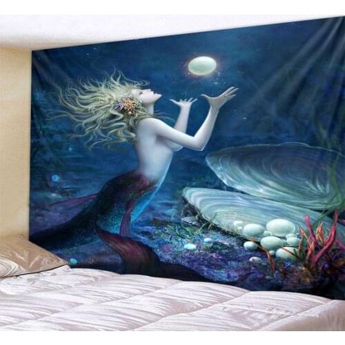 Mermaid tapestry psychedelic colorful wall hanging dream features home decoration wall art yoga mat beach mat wild sleeping mat