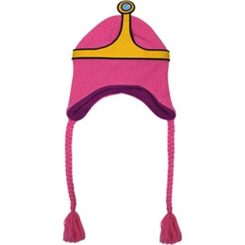 Adventure go Princess Bubblegum Cosplay Accessories Cartoon Knitting Hat Wool Cap Princess Bonnibel Bubblegum hat with braid top