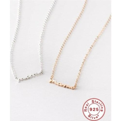 Soild 925 Sterling Silver Clavicle Chain Letter Mama Pendant Necklaces for Mom Wife Birthday Mothers Day Gift Necklace Jewerly