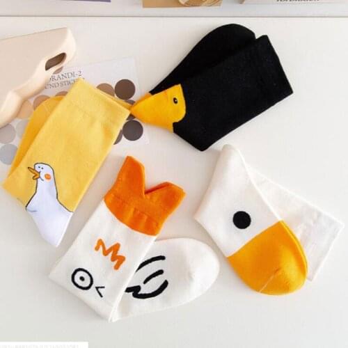 Creative Duck Goose Short Socks Women Cartoon Cotton Crew Socks Funny Novelty Skateboard Mid Tube Socks