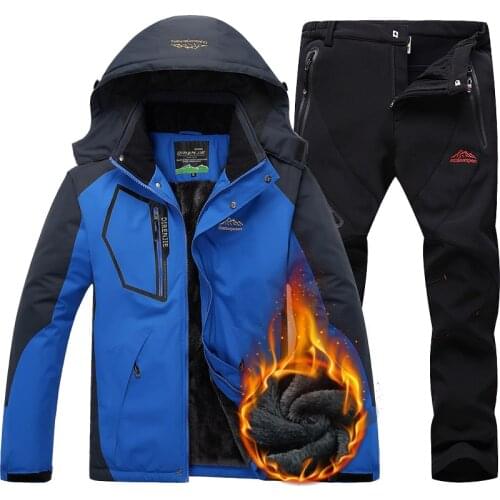 Mens Windbreakers Waterproof Jackets and Pants Male Outdoor Mountain Skiing Trekking Hiking Hunting Fishing Clothes Trousers
