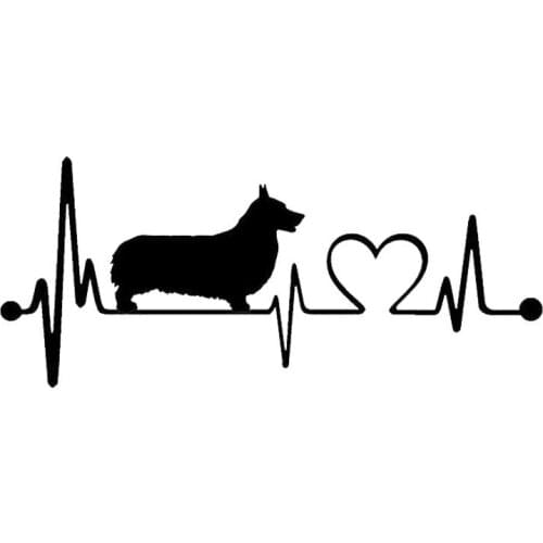 19*8.3CM Pembroke Welsh Corgi Heartbeat Dog Car Stickers Vinyl Decal Car Styling Accessories Black/Silver S1-0709