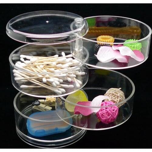 360-degree Rotating Circle Transparent Plastic Jewelry Cosmetics Desktop Storage Box Makeup Organizer Christmas Girlfriend Gift