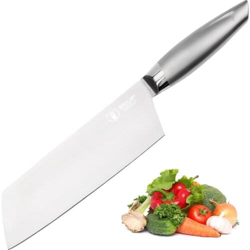 Wallop Nakiri Knife - German HC Stainless Steel Meat Cleaver Vegetable Kitchen Knife - Non-slip Ergonomic Full Tang Handle 7
