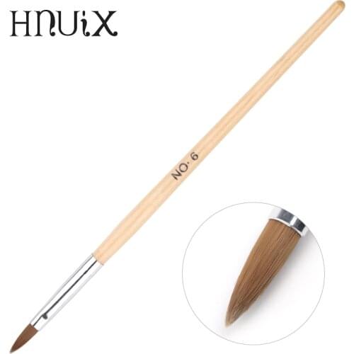 1 pieces Nail Art Kolinsky Sand acrylic brush pen UV Gel varnish hand painting drawing sculpture pen manicure tools No 6