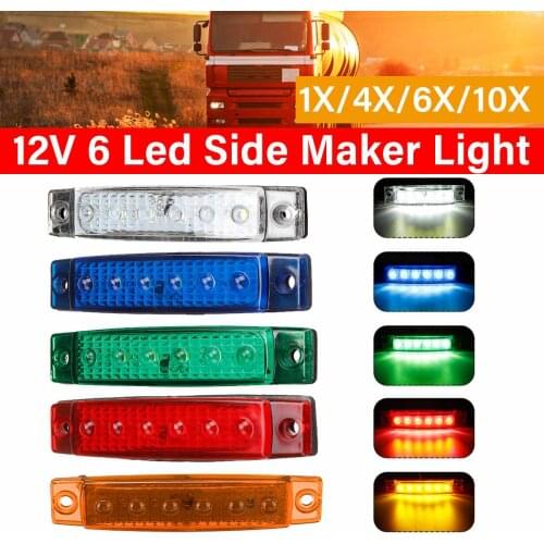 2/4pcs 12V 6 Led Car Truck Side Marker Light Turn Signal Lamp Tail Light Warning Lamp for Trailer Bus Boat Lorry Caravan