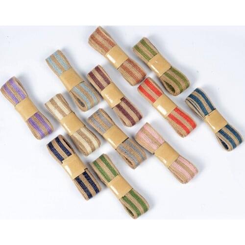 2meter/lot 25mm Natural Rustic Jute Braid Burlap with Silk Rolls Jute Webbing Hemp Ribbon Wedding Decoration DIY Handmade