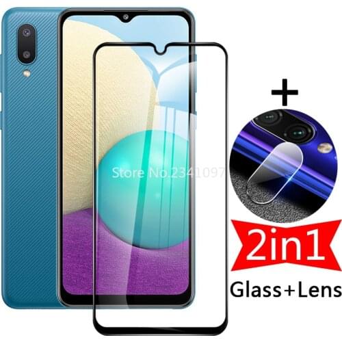 2in1 Full Screen Protective Glass On For Samsung Galaxy A02 A02s A 0 2 s 02 02s A0 2s Tempered Glas + Camera Lens Protector Film
