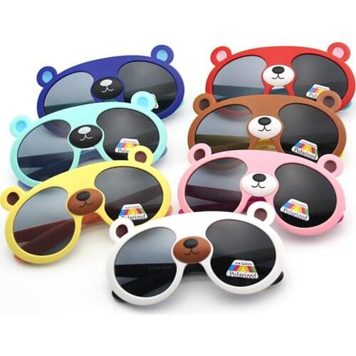 2021 Polarized Kids Sunglasses Boys Girls Baby Infant Sun Glasses UV400 Silica Gel Lovely Bear Vintage