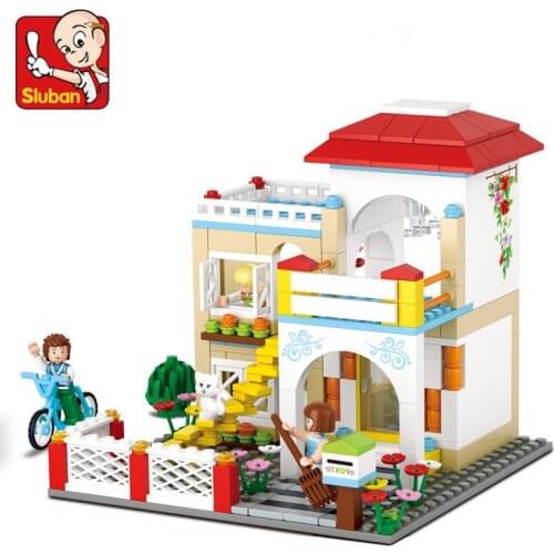 380Pcs Pink Dream Sweet Home City Street House Castle Model Bricks Friends Building Blocks Sets Educational Toys for Children