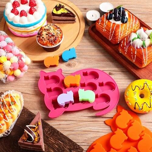 4 Pieces Cat Shape Silicone Ice Square Trays Mold Candy Making Mold for Making Ice Square Chocolate Jello Cake Decor