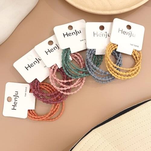 5 Pcs / Set Solid Color Red Yellow Blue Pink Orange Green Headbands Elastic Hair Bands Headwear Women Ponytail Holder
