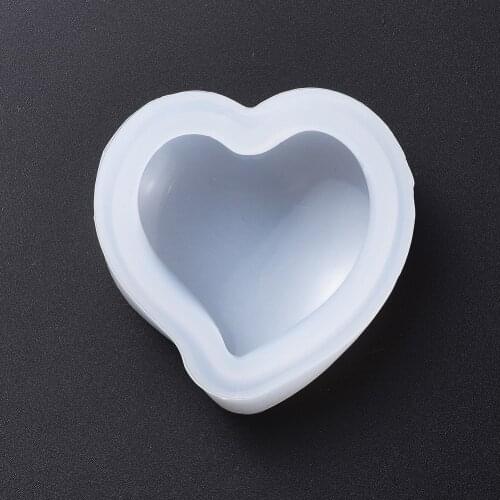 5pcs Heart Silicone Molds Epoxy UV Resin Jewelry DIY Making Mold White