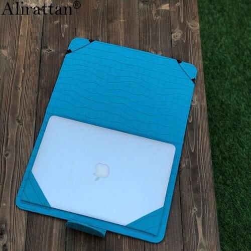 Alirattan 2021 New Laptop Sleeve Case Notebook Case Cover Pouch For 13.3 inch Macbook Ostrich Crocodile Pattern Laptop Holder