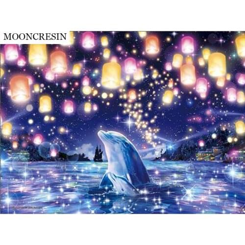 New Diamond Embroidery Dolphin 5D Diy Diamond Painting Cross Stitch Sky Lantern Needlework Mosaic Of Rhinestones Crystal Decor