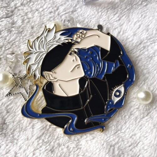 Anime Figure Jujutsu Kaisen Gojo Satoru Brooch Itadori Yuji Cosplay Badge Prop Metal Man Woman Pin Props Cartoon Characters
