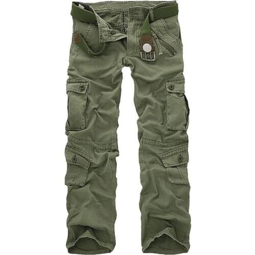 Hot Sale Army Tactical Pants Multi-pocket 100% Cotton Cargo Pants Men Loose Army Green Tactical Casual Trousers Plus Size 28-44