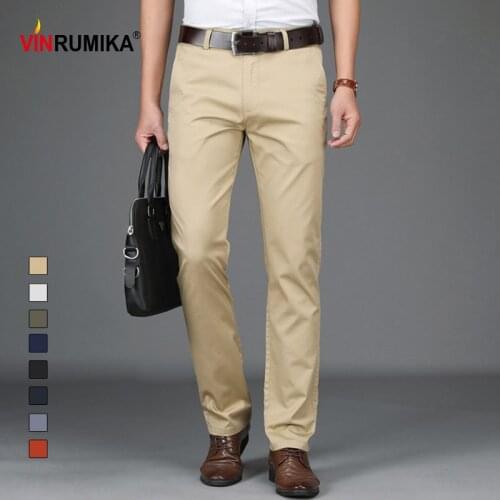 2020 Summer mens business casual straight black work pants autumn middle aged man brand large size cotton trousers long pants