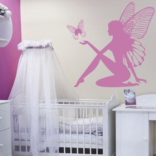 Fairy & Butterfly Fantasy Wall Sticker Artistic Design Wall Decal Girls Room Nursery Decor E-co Friendly Vinyl Wallpaper SA315