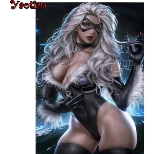 Full square round diamond painting Cartoon sexy woman diamond embroidery 5D rhinestone mosaic diamond inlaid pattern Art