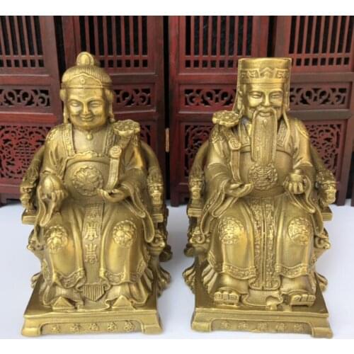China brass land god crafts statue A pair