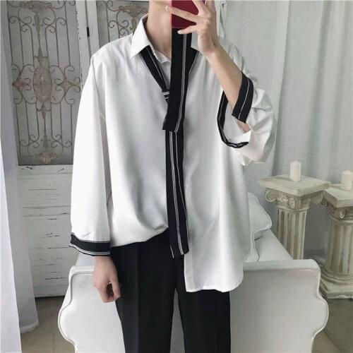 Cool korean tops mens casual shirt streetwear 2019 autumn solid shirts men long sleeve hip hop shirt casual autumn shirt boys
