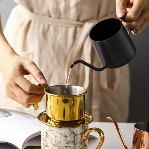 Hand Made Coffee Pot Milk Tea Pot Stainless Steel Mini European Mocha Coffee Apparatus Long Mouth Coffee Pot