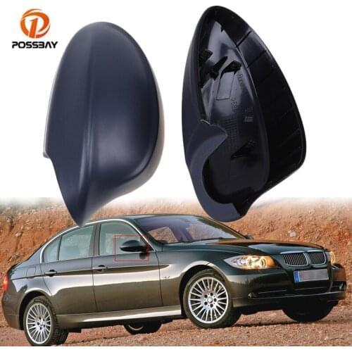 POSSABY Car Rearview Mirror Caps Matte Black Side Wing Door Mirror Cover for BMW E90 E91 325i 328i 330i 335i 06-08 Pre-facelift