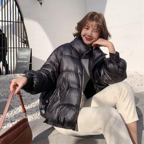 Winter Womens Casual Stylish Warm Jackets 2021 New Solid Color Loose Short White Duck Down Outerwear Female Stand Collar Coats