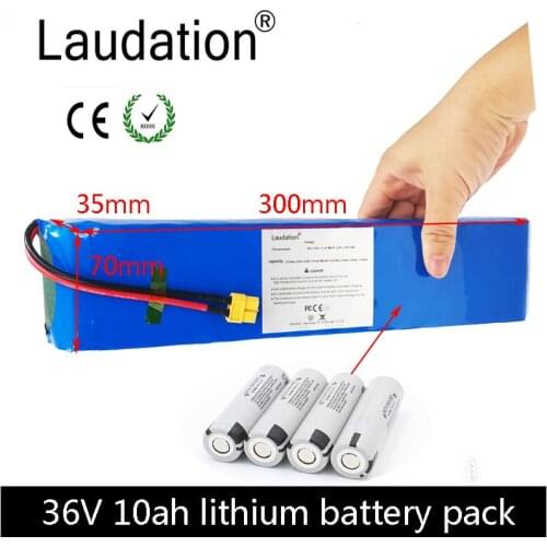 Laudation 36V 10ah Electric Bicycle Battery Pack 10S 3P 500W High Power And Capacity 42V 9.6ah Motorcycle Scooter With 15A BMS