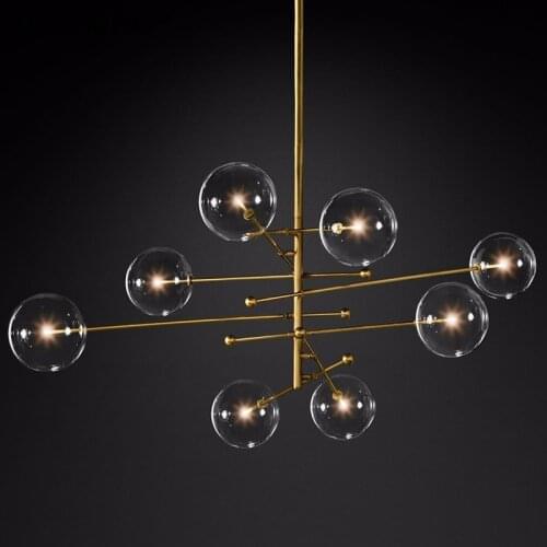 Modern design glass ball chandelier 6 heads clear glass bubble lamp chandelier for living room kitchen black/gold light fixture