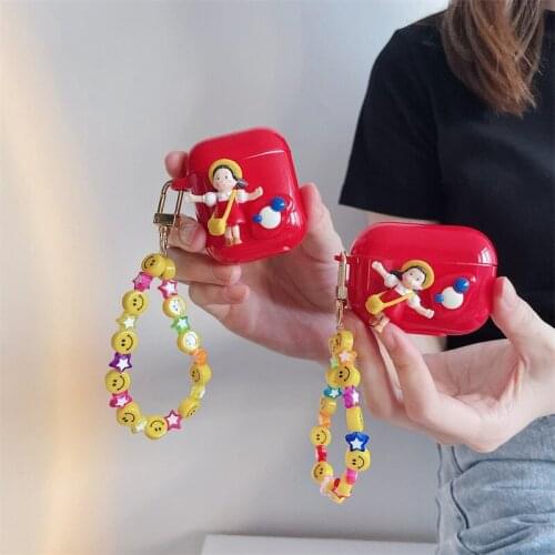 Cute Girls Cover For Airpods pro Case TPU Anti-fall Cover For Apple AirPods Case Accessories Wireless Earphone With Keyring