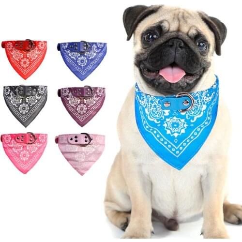 Cute Adjustable Small Dog Collars Puppy Pet Slobber Towel Outdoor Cat Collar Print Scarf Design Dog Collar Neckerchief
