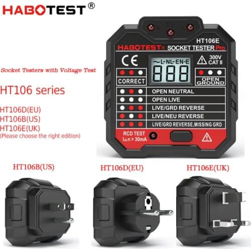 HT106B HT106D HT106E Digital display socket tester plug polarity phase check detector Voltage test multi-function electroscope