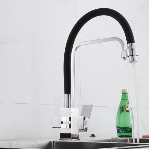Filter Kitchen Faucets Black Brass Multi-function 360 Rotate Kitchen Faucet With Water Purification Feature Sink Mixer Taps