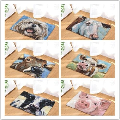 Cartoon Cow Floor Mats Living Rooms Anti-slip Carpet for Bedroom Kitchen Bathroom Rug Welcome Mats for Front Door