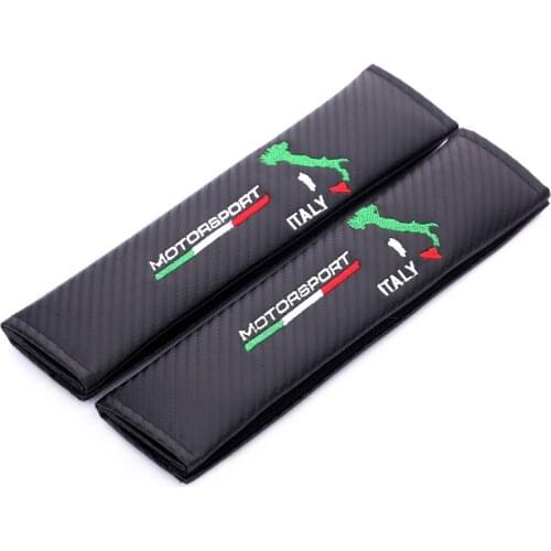 Embroidery for Italy style Car carbon fiber seat belt cover shoulder pad for ferrari lamborghini Alfa Romeo fiat accessories