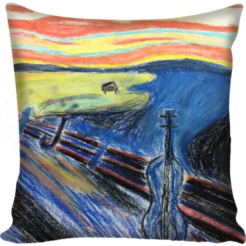 Custom The Scream Pillowcase Square Zippered Home Decorative Pillow Cover Two Sides Printed 35X35 40X40 45X45 60X60