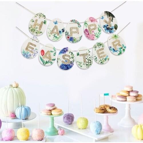 Easter Decoration Rabbit Bunny Happy Easter Banner Hanging Garland Party Decorations Kids Favors Party Gifts