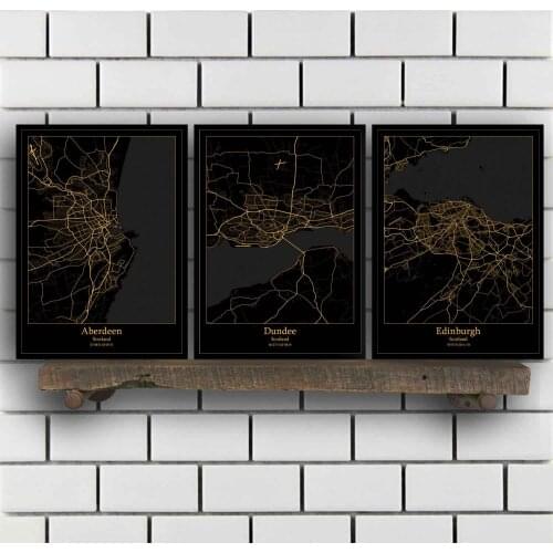 Aberdeen Dundee Edinburgh Glasgow Inverness Scotland Map Poster