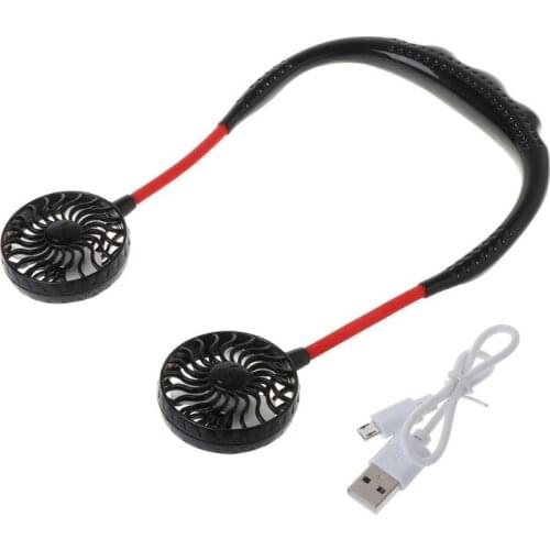 2019 Summer Hands-free Lazy Neck Band Hanging USB Rechargeable Sports Dual Fan Mini Air Cooler Portable 3 Speeds Large battery