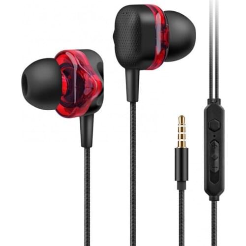 R3 dual speaker subwoofer dual dynamic 3.5mm HIFI in-ear sports headset for Samsung, Huawei, Xiaomi