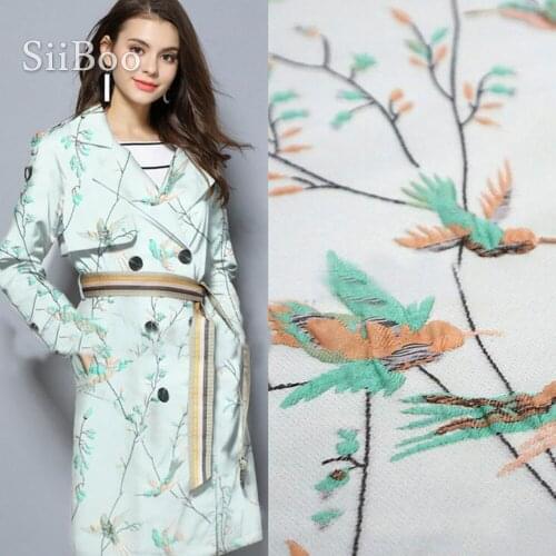 Luxury light green 3D bird plant metallic jacquard brocade fabric for dress telas clothing tecidos stoffen tissu yarn SP5537