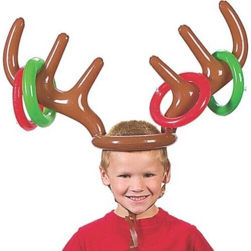 Christmas Toy Children Inflatable Santa Reindeer Antler Hat Ring Christmas Holiday Party Festival Supplies New