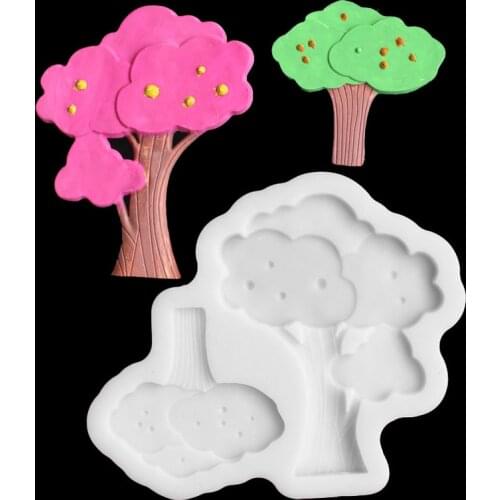 Cartoon Fruit Tree Silicone Mold for Fondant Cake Decor, Cupcakes, Sugarcraft, Cookies, Candies, Cards and Clay Bakeware Tools