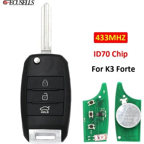 3 Button Folding Flip Full Complete Remote Smart Car Key 433MHz 4D70 Chip ID70 Chip Uncut Blade For Kia K3 Forte 2013 2014 2015