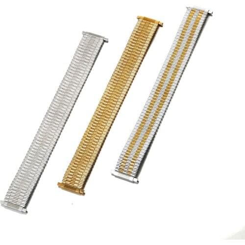 Stainless Steel Stretch Metal Replacement Expansion Watch Band with Self-Adjusting Straight End Comfortable Stretch Watch Band